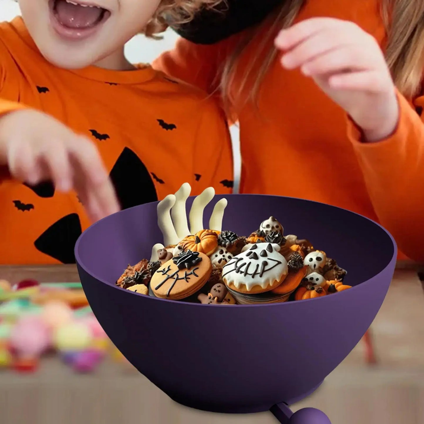 Halloween Bowl Trick or Treat Bucket Bucket Creative Movable Skeleton Hand Dish for Activities Festival Gathering Party Decor Peaceful Pleasures Health and Wellness