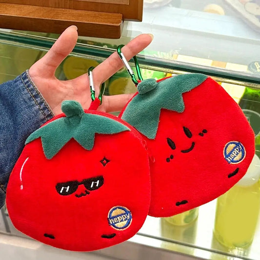 Strawberry Plush Coin Purse Keychain Mini Pouch Bag Charm Plush Coin Purse Peaceful Pleasures Health and Wellness