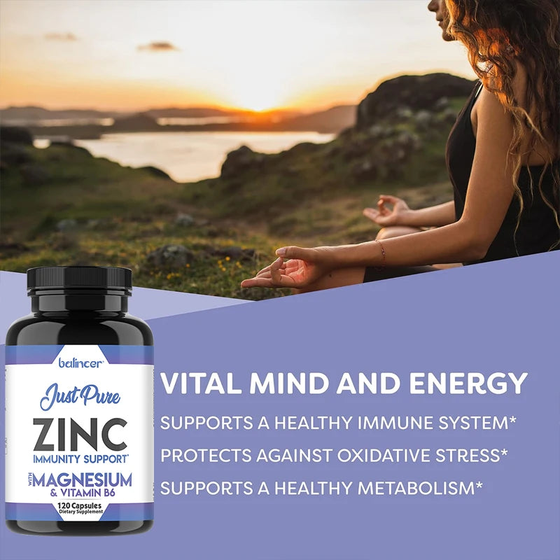 Zinc Capsules for Healthy Skin, Taste & Vision, Immune System & Antioxidant Support, Supports Cell Growth - Non GMO, Vegan Peaceful Pleasures Health and Wellness