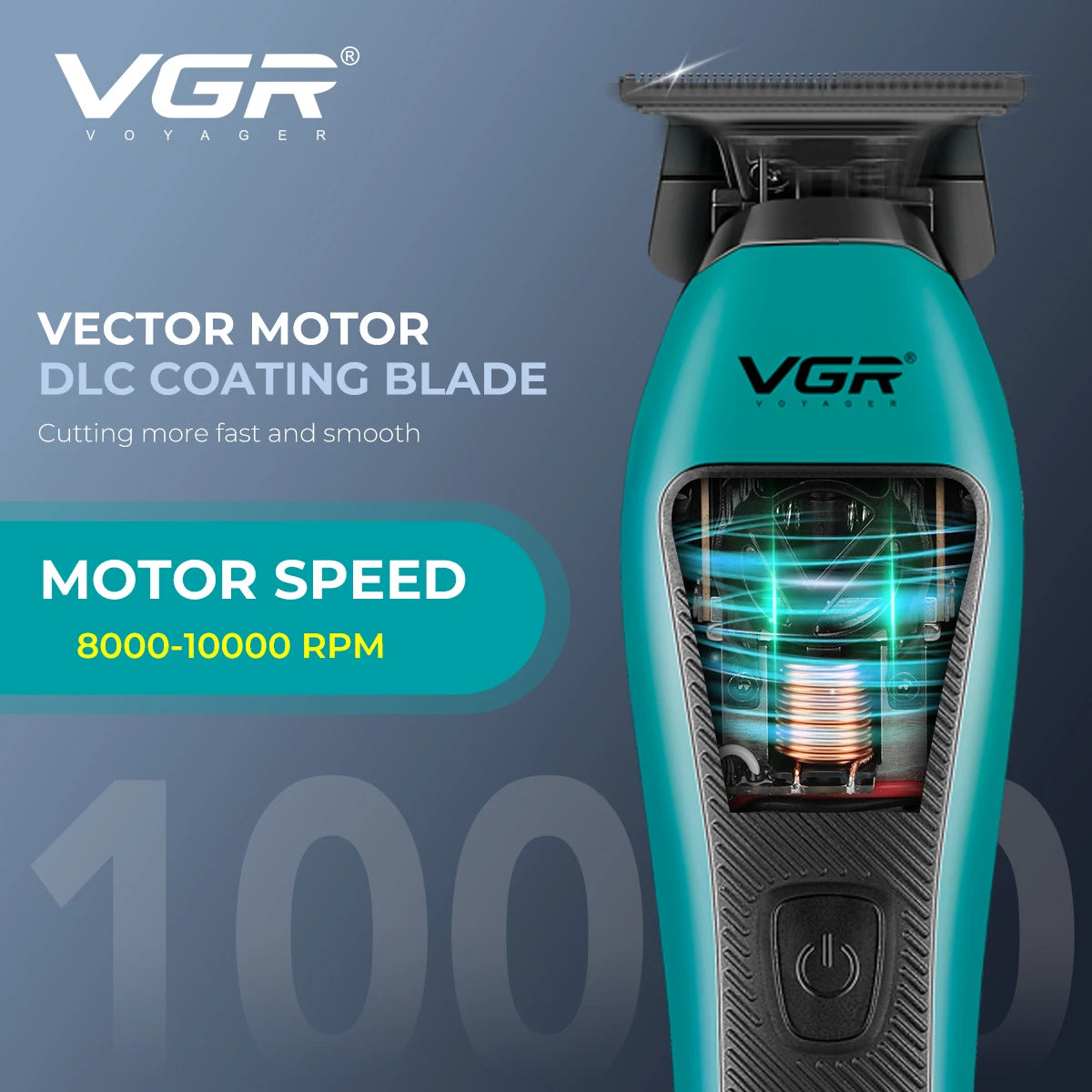 VGR new magnetic levitation electric hair clipper high-end oil head carving hair clipper 10000 RPM high-end push shear V-035T Peaceful Pleasures Health and Wellness
