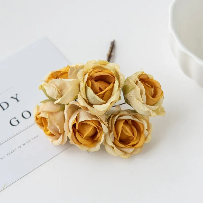 Silk Tea Rose Artificial Flower Bouquet for Wedding & Home Decor
