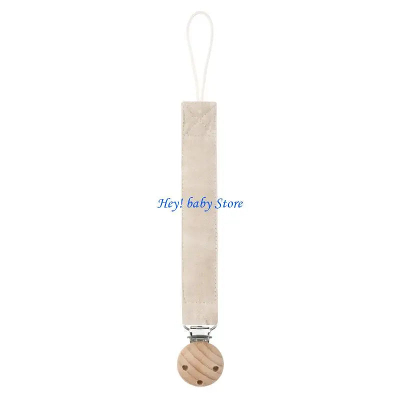 Baby Pacifier Chain Clip – Adjustable Cotton & Wood Holder