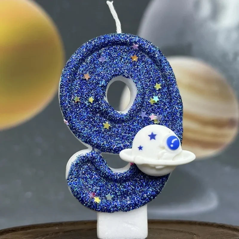 Children Party Boys Birthday Number Candle Cake Topper Blue Planetary Universe Baby One Year Old Dessert Decor Baking Supplies l Peaceful Pleasures Health and Wellness 9