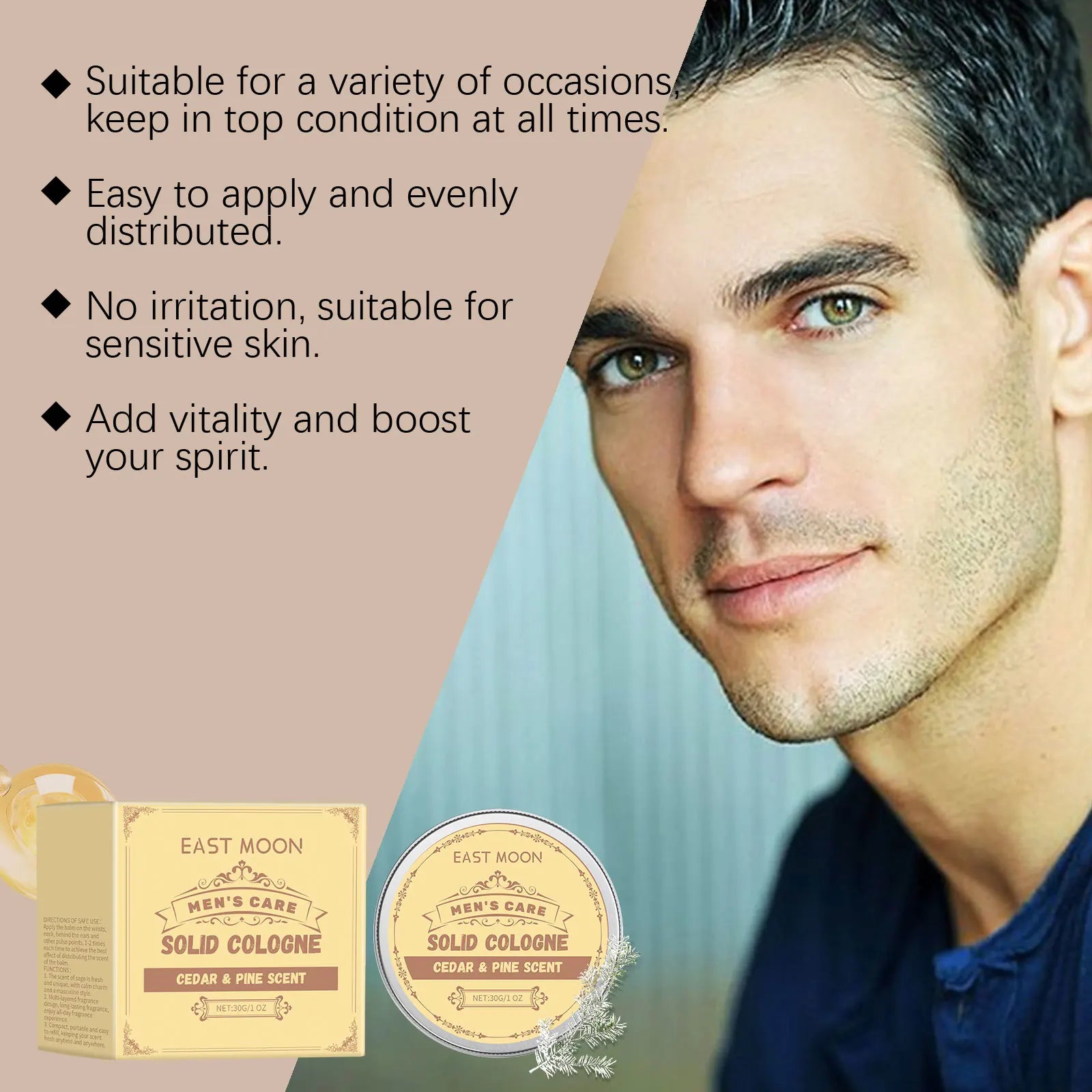 Cedarwood Solid Perfume For Men Portable Long Lasting Fragrance Balm Seed Oil Woody Scent Daily Grooming Gift For Him Peaceful Pleasures Health and Wellness