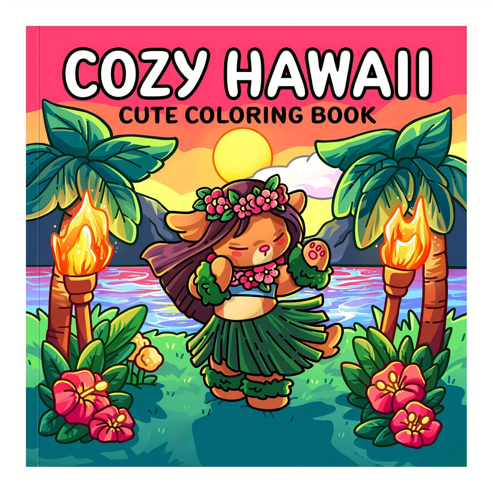 Hawaiian Coloring Book Creative Cute Students Can Decompress Draw