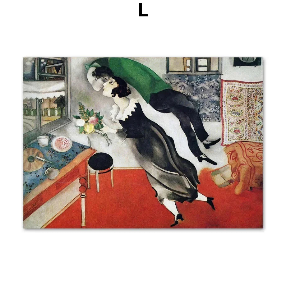Scandinavian Minimalist Wall Art Marc Chagall Surrealism Abstract HD Canvas Poster Print Home Bedroom Living Room Decoration Peaceful Pleasures Health and Wellness A6055 20x30cm Unframed