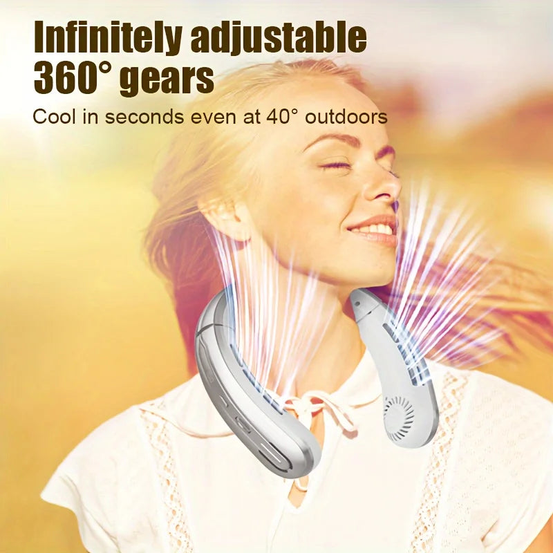 New 100 Level Digital Neck Hanging Fan For Students' Outdoor Sports, Portable Usb Mini Neck Hanging Fan Peaceful Pleasures Health and Wellness