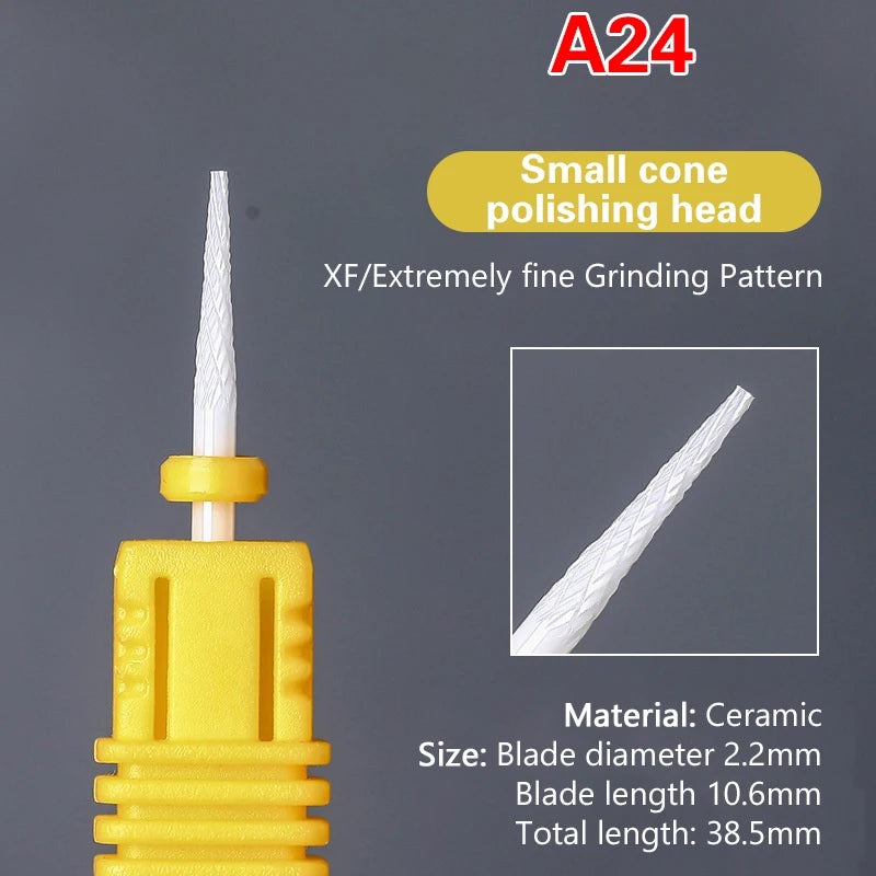 Ceramic Milling Cutter Nail Drill Bit Electric Manicure Pedicure Mill Bits Machine Files Nail Art Tools Equipment Peaceful Pleasures Health and Wellness A24