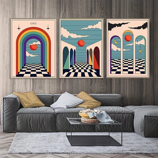 3-Piece Surreal Abstract Arches Canvas Wall Art Print Set Canvas Wall Art Set Peaceful Pleasures Health and Wellness G4635-3pcs 21x30cm Unframed