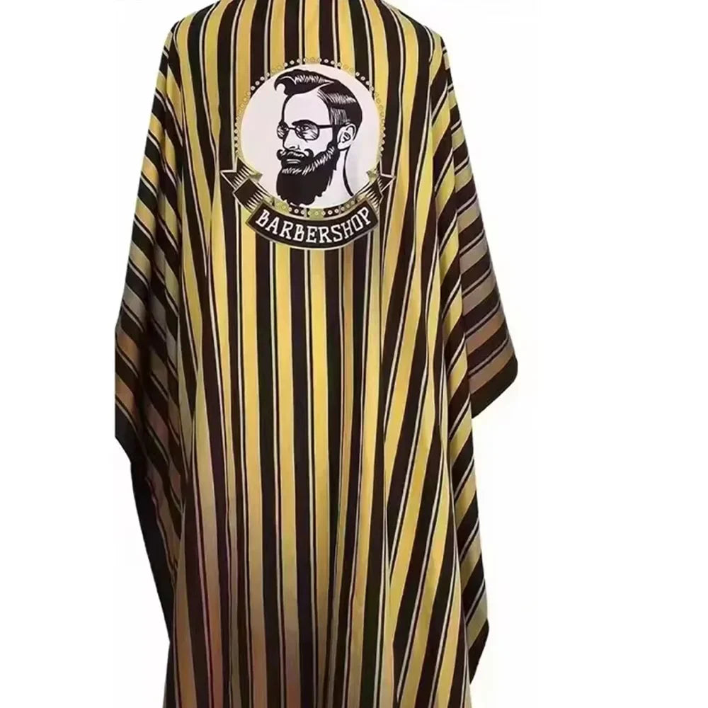 Waterproof Hair Cutting Cape – Yellow Black Barber Stripe