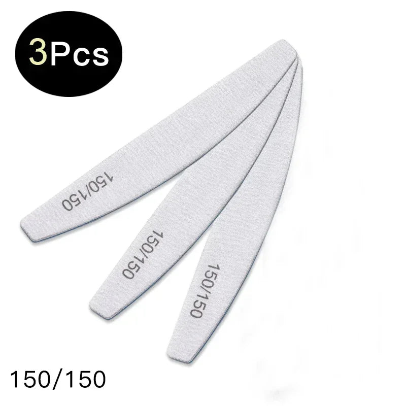 3/5/10Pcs Professional Nail File Sandpaper Strong Thick Nail Files Buffer For Manicure Sanding Half Moon Lime Nail Tools 100/180 Peaceful Pleasures Health and Wellness Q39127 3PCS