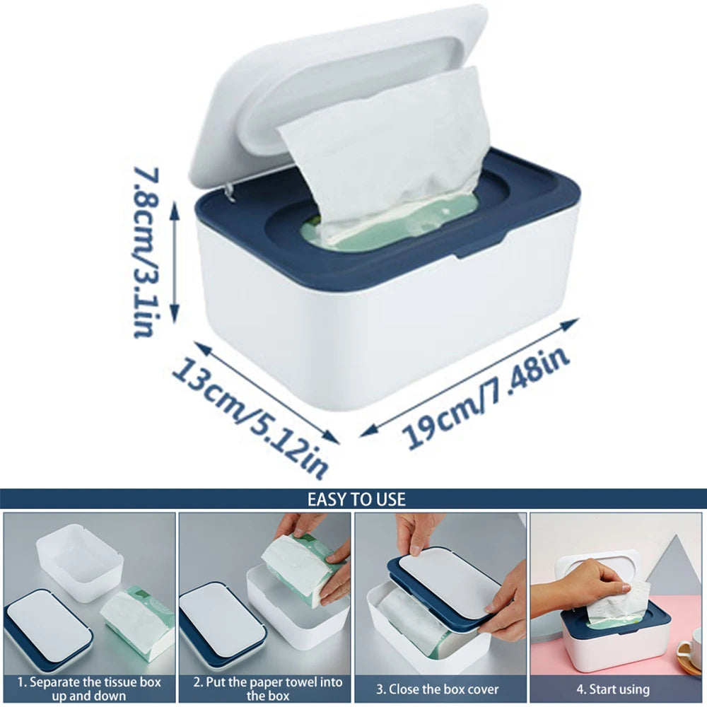 Dustproof Wipes Dispenser with Lid – Holds 120 Baby Wipes