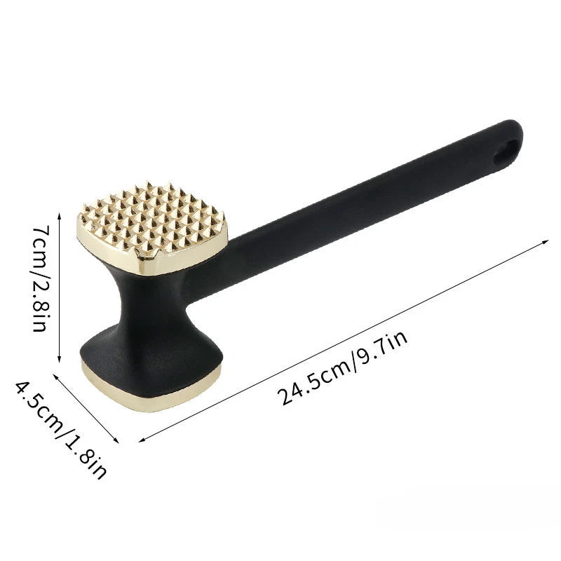Heavy Duty Stainless Steel Meat Tenderizer Hammer | Rubber Grip