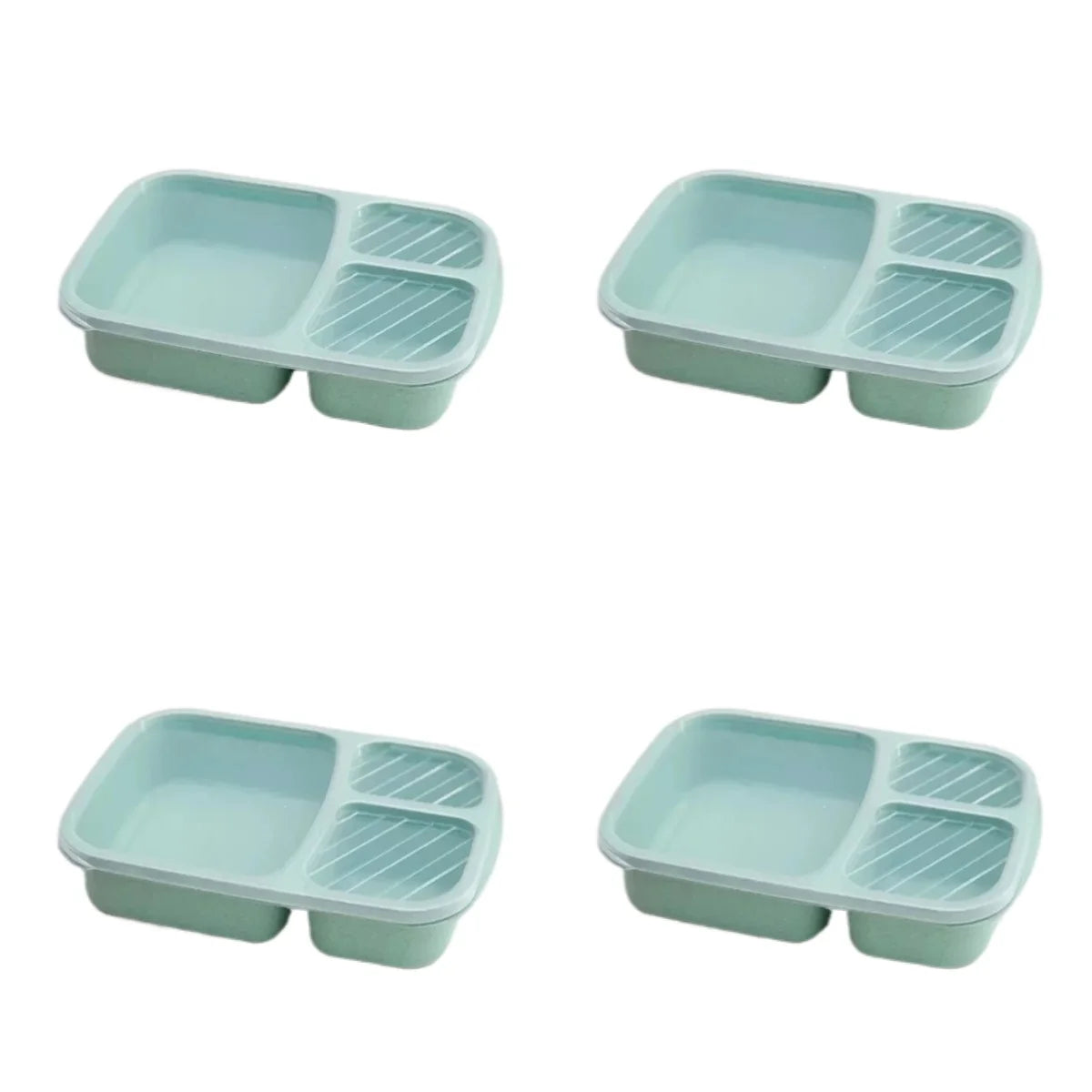 1/2pcs Bento Lunch Box Set 3 Compartment Food Storage Containers Wheat Straw Meal Prep Lunch Box Plastic Food Storage Containers Peaceful Pleasures Health and Wellness 4pcs green