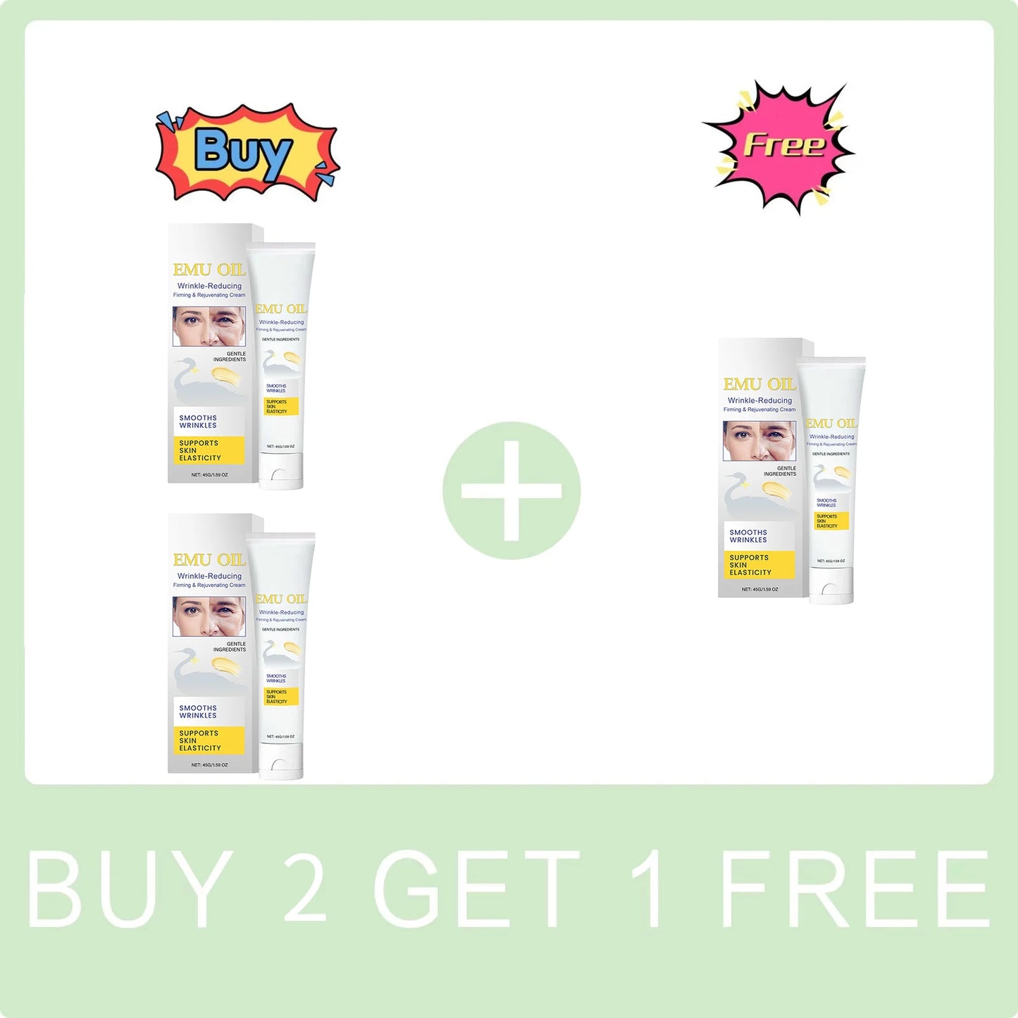 Emu Oil Wrinkle Reducing Cream Firming Lifting Skin Rejuvenating Improve Elasticity Tightening Smoothing Fine Lines Face Care Peaceful Pleasures Health and Wellness Buy 2 Get 1 Free