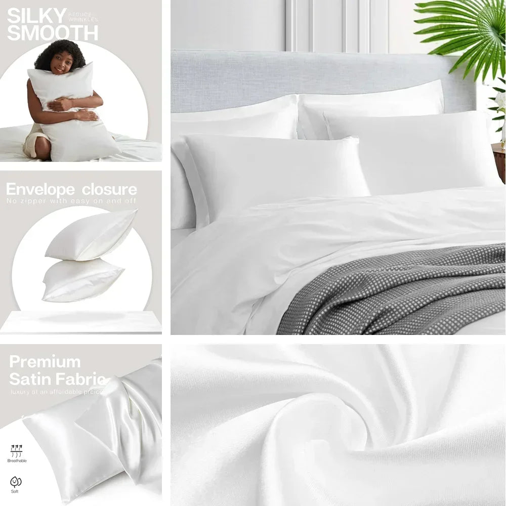 Set of 2/4pc Silky Stain Pillowcase Silky Pillowcase Natural Silk Pillowcase Standard Queen Size Mulberry Silk Pillow Case Peaceful Pleasures Health and Wellness