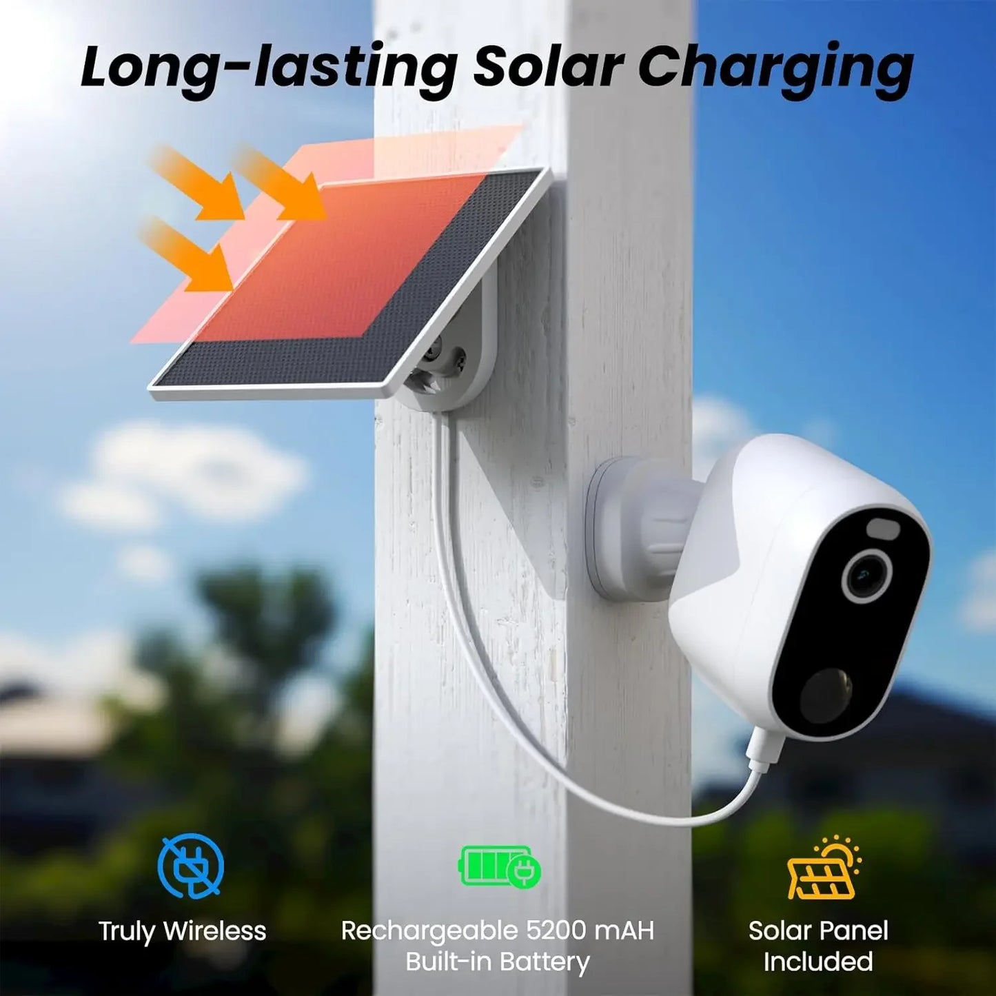 Wireless Outdoor Security Camera with Solar Power, 2K Video, AI Human Detection, Color Night Vision, Alexa Compatible Peaceful Pleasures Health and Wellness