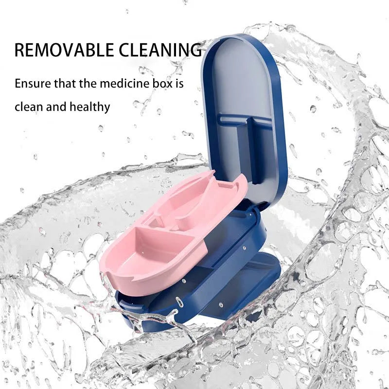 2-in-1 Portable Pill Cutter & Dustproof Storage Box Organizer