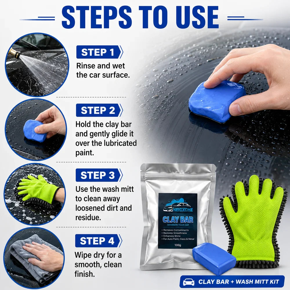 Car Wash Mitt & Clay Bar Detailing Kit – Scratch-Free