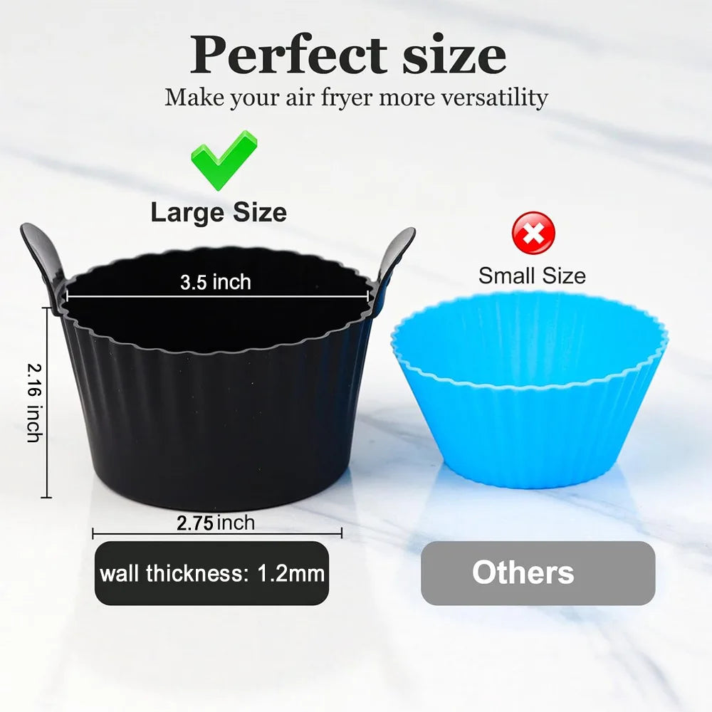 Silicone Air Fryer Egg Poacher & Cupcake Baking Cups – 6 Pack