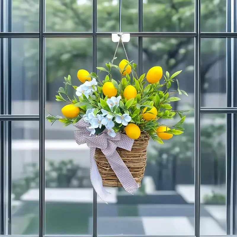 Lemon Flower Basket Wreath – Spring Porch & Door Décor