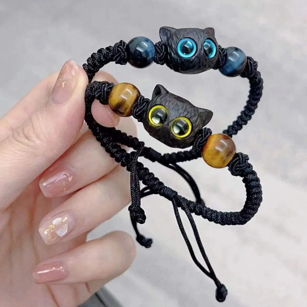 Cute Cat Charm Bracelet | Crystal Braided Fashion Jewelry