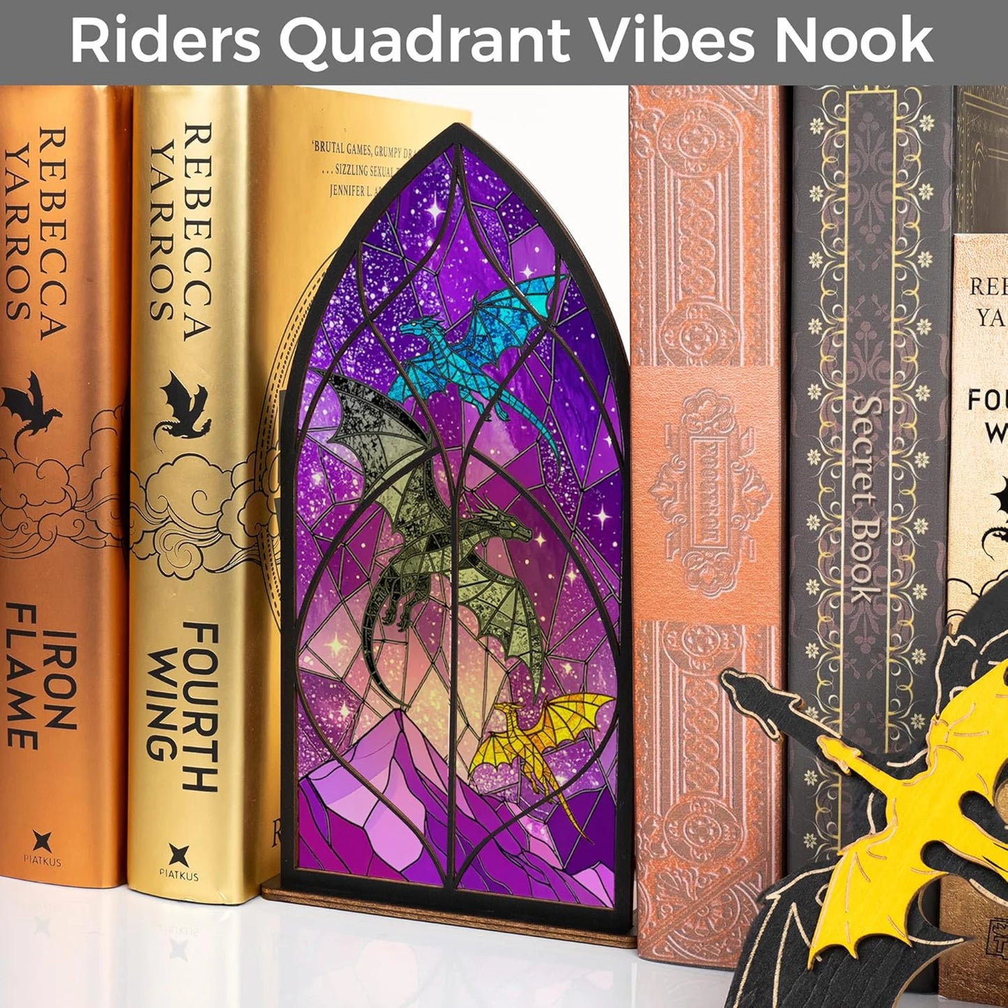 Dragon Bookend Wooden Shelf Decor Fantasy Style Book Holder for Readers Natural Wood Study Room Decoration Gifta Peaceful Pleasures Health and Wellness