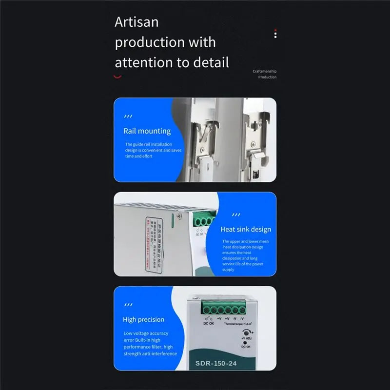 A36T-SDR-150-24 Switching Power Supply 6.5A DIN-Rail Switching Power Supply With PFC Function 150% Peak Load Capability Peaceful Pleasures Health and Wellness