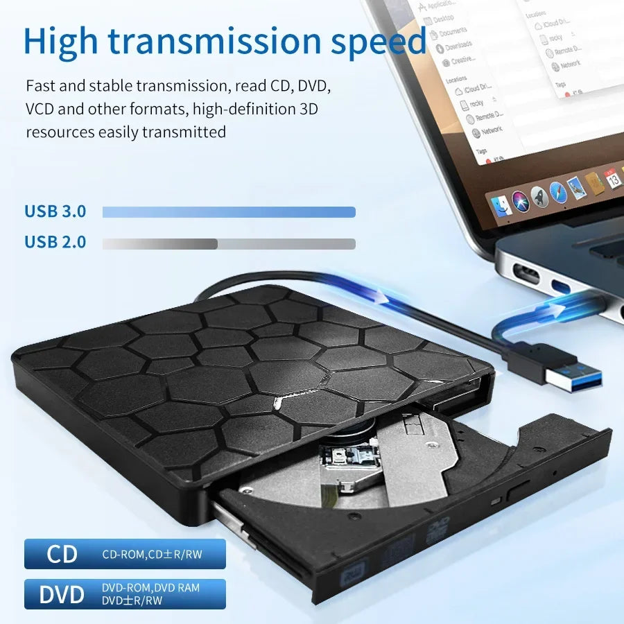 GGBEE External DVD CD Burner USB 3.0 & USB-C for Laptop PC