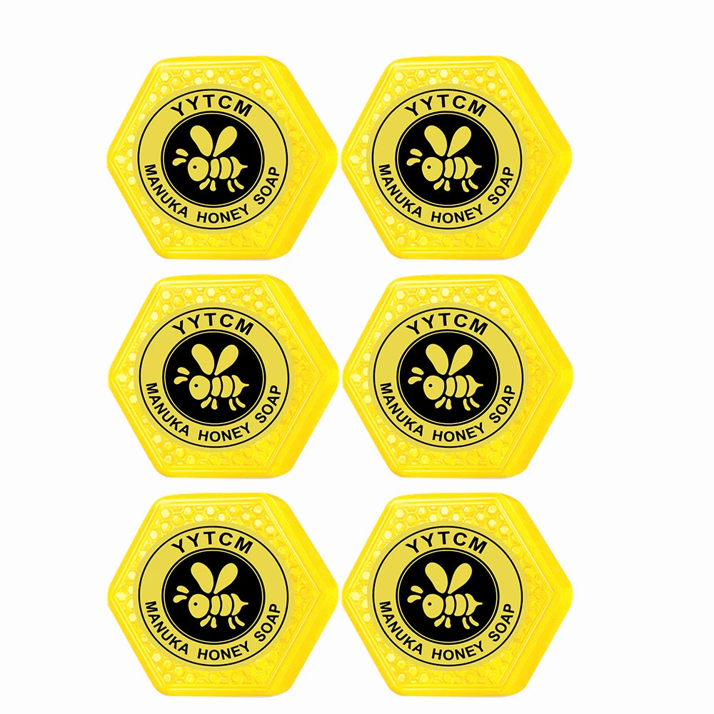 Manuka Honey Soap, Moisturizing and Hydrating Handmade Bath Soap, Cleansing Face, Body and Hand Soap 65g (2.29oz) Peaceful Pleasures Health and Wellness 6 Pcs 65g