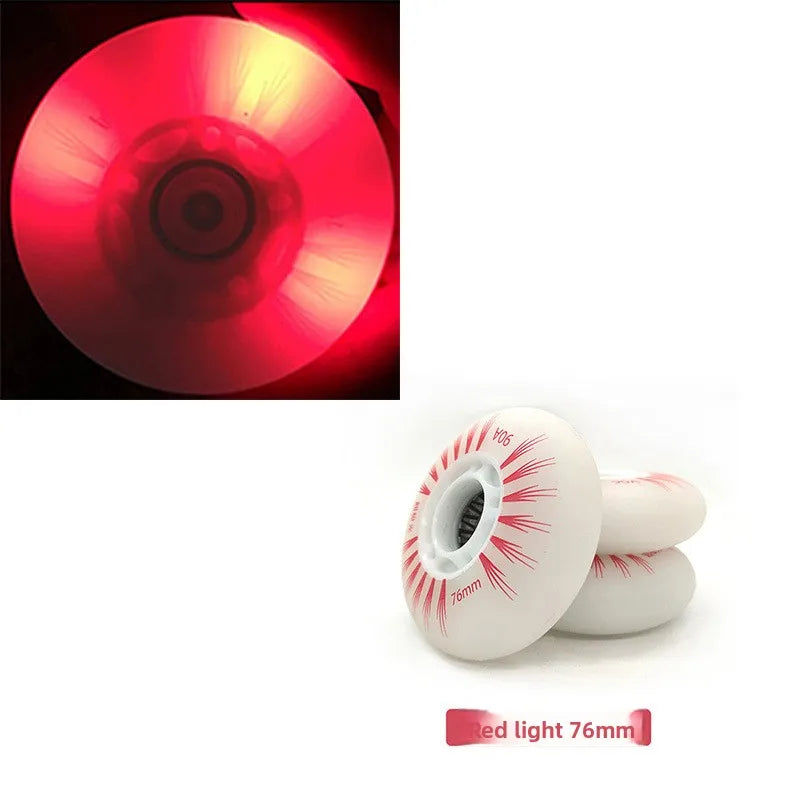 4PCS LED Flash Inline Skate Wheels 90A | 68–80mm Multi-Color