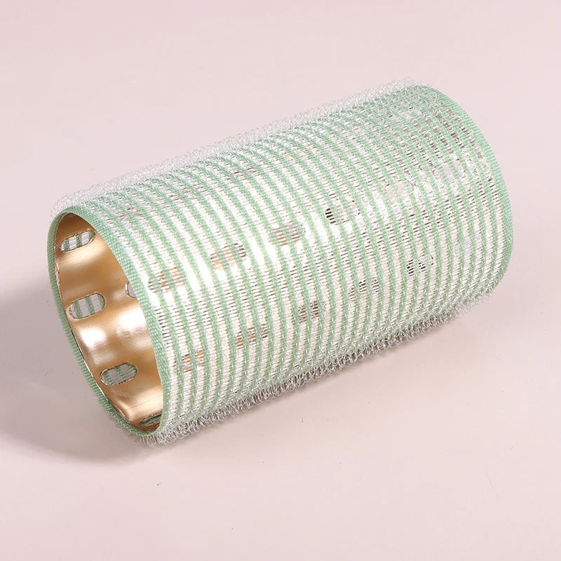 Color Aluminum Core Self-adhesive Hair Roll 5*9cm Pure Nylon Hook And Loop Roller Self Grip Styling Hot Thermal Volume Curler Peaceful Pleasures Health and Wellness Green Green