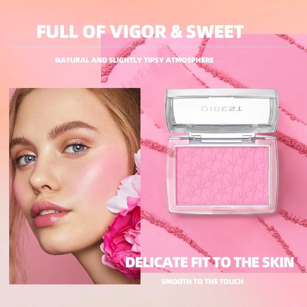 QiBest 3D Embossed Blush Palette – Peach, Pink & Coral Shades
