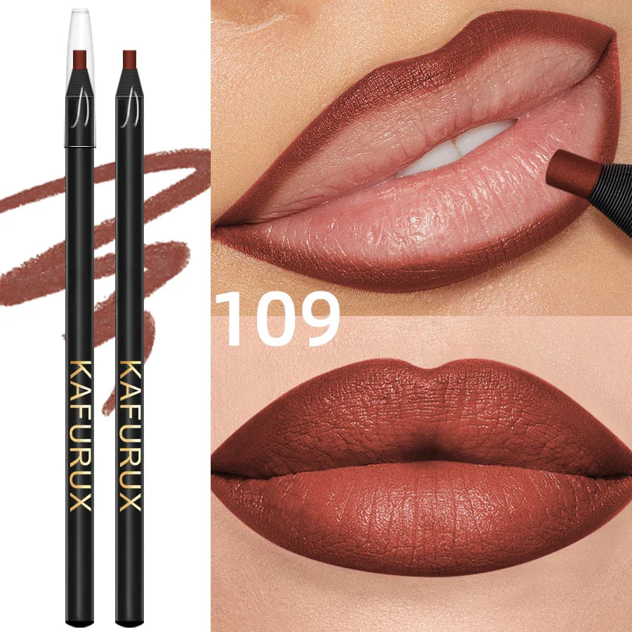 KAFURUX Waterproof Matte Lip Liner | 12 Colors, Long-Lasting