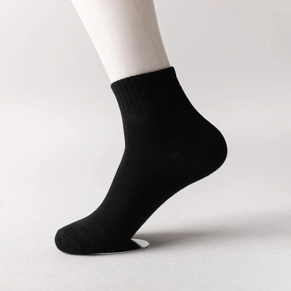10 Pairs of Men's Mid-Calf Socks Cotton Socks for All Seasons, Solid Color and Versatile Peaceful Pleasures Health and Wellness