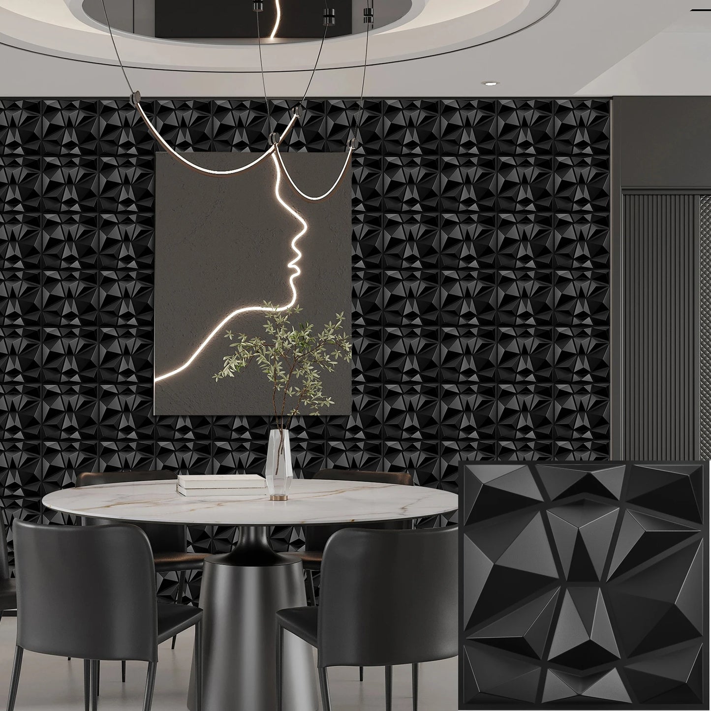 20/30PCS 3D diamond patterned PVC wall panel, suitable for indoor wall decoration, 11.8 x 11.8 inches (including tape) Peaceful Pleasures Health and Wellness