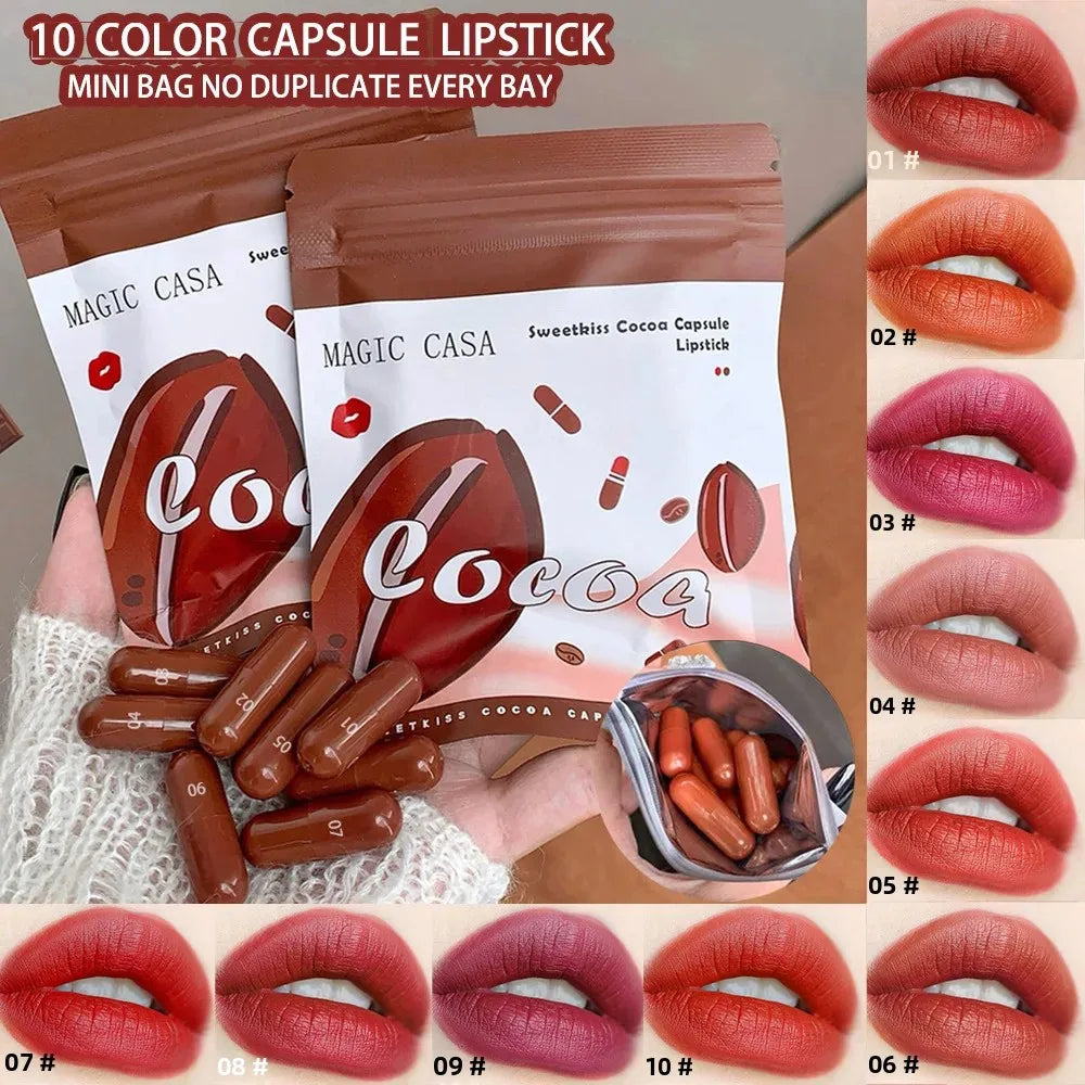 MAGIC CASA 10-Shade Mini Capsule Lipstick Set – Velvet Matte