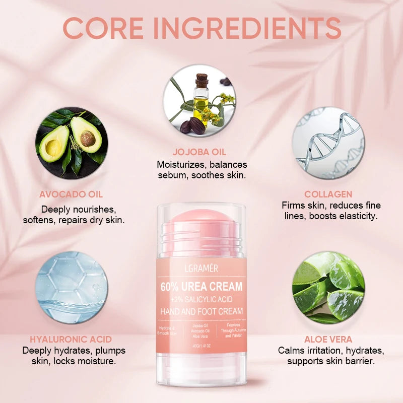 Urea Cream 60 Percent For Feet + 2% Salicylic Acid Exfoliation Foot Cream and Hand Cream Maximum Strength with Hyaluronic Acid Peaceful Pleasures Health and Wellness