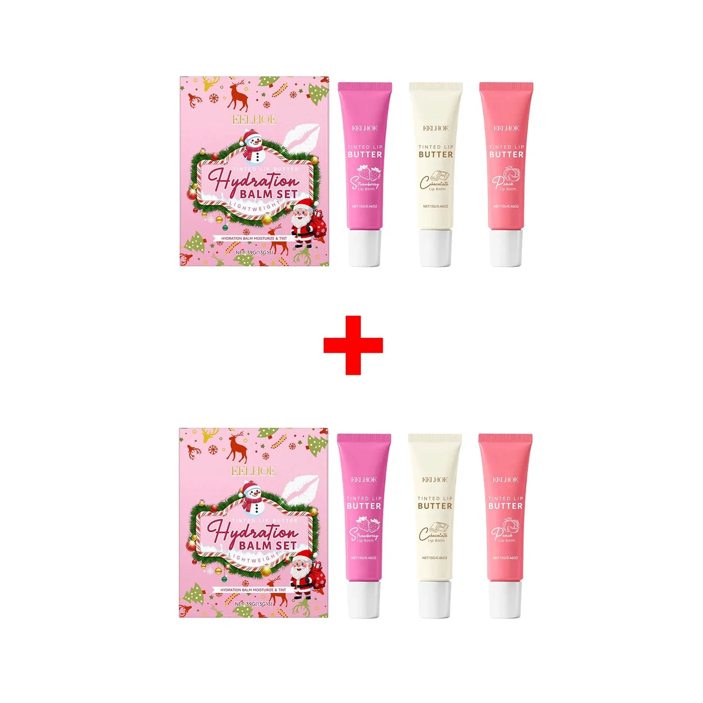 EELHOE Christmas Tinted Lip Balm Set – Moisturize & Exfoliate