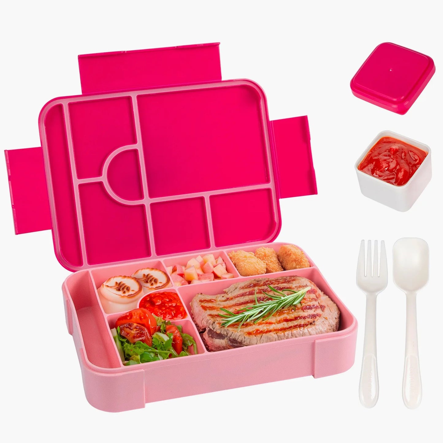 Kids Cartoon Bento Lunch Box – Leakproof Divided Microwave-Safe Food Container for School