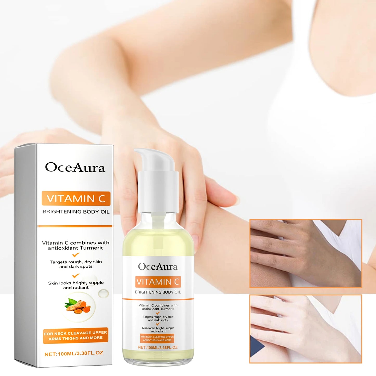 OceAura Vitamin C Brightening Body Oil | Moisturizing Dry Skin