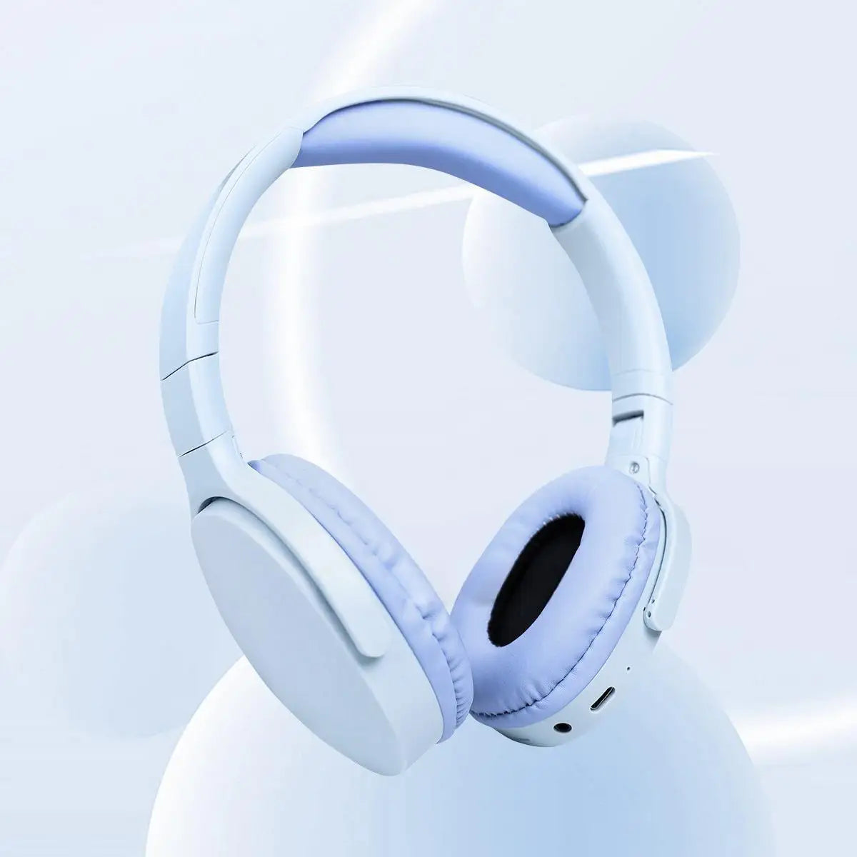 Fashionable Bluetooth wireless headphones, over-ear, deep bass, sports stereo, high fidelity, long battery life, universal Peaceful Pleasures Health and Wellness Blue
