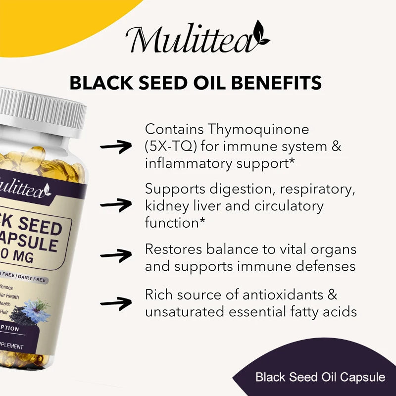 Black Seed Oil Capsules – Hair, Skin, Digestion, Immunity & Blood Pressure | 120 Count Peaceful Pleasures Health and Wellness