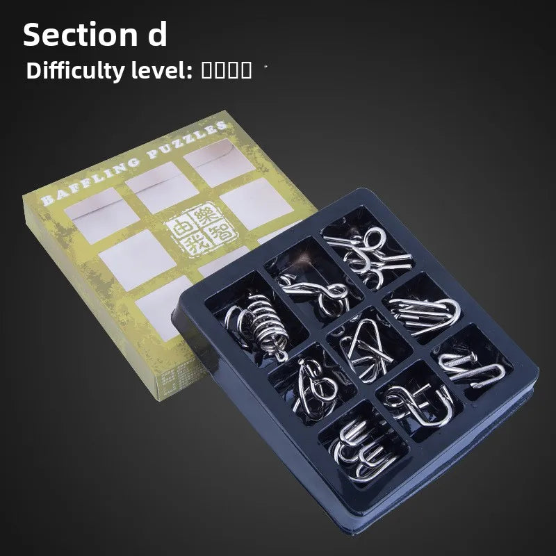 8-Piece Metal Interlocking Rings Brain Teaser Puzzle IQ Set