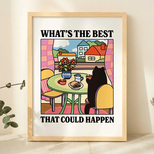Best That Could Happen Cartoon Cat Wall Art Prints Canvas Painting Poster Picture For Living Children Room Home Decor Gift Peaceful Pleasures Health and Wellness