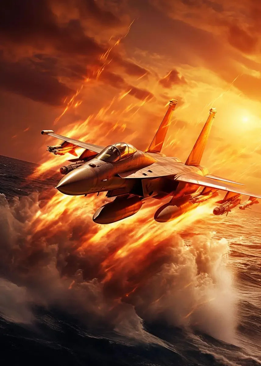 Military Fighter Jet Canvas Wall Art | Aviation Poster Decor