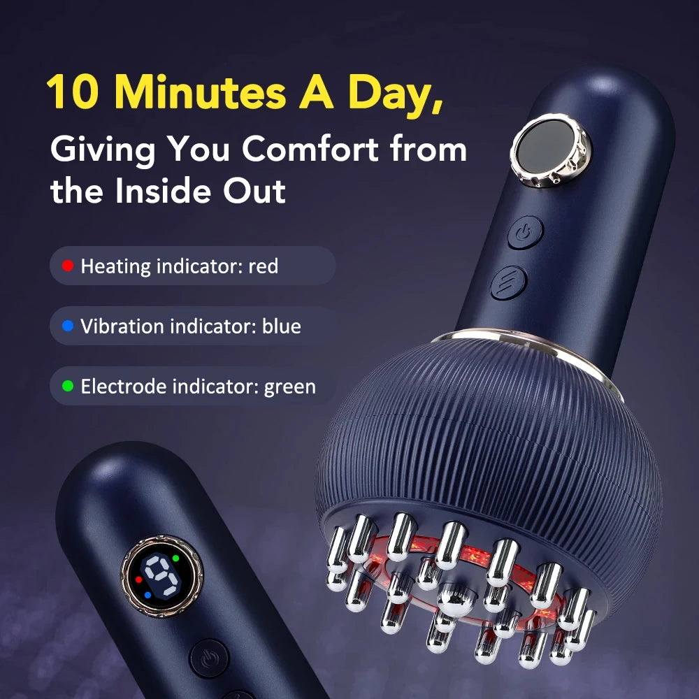 Rechargeable Wireless Guasha Massager, Heating Scraping Brush for Body Shaping & Drainage, Fat Burner Massage Tool Peaceful Pleasures Health and Wellness