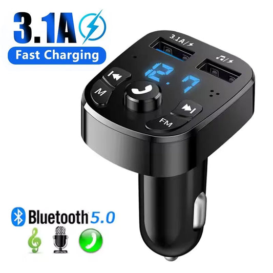 Bluetooth 5.0 FM Transmitter Car Charger | Dual USB Fast Charge FM Transmitter Car Charger Peaceful Pleasures Health and Wellness