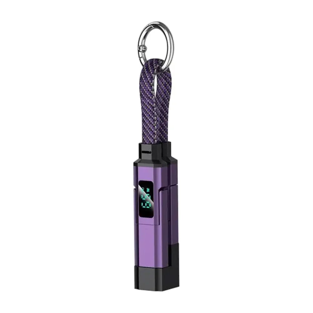 PD 65W USB C to USB C Fast Charging Cable, 4 in 1 Digital Display Type C Keychain Short Mobile Phone Charging Cord Peaceful Pleasures Health and Wellness Purple