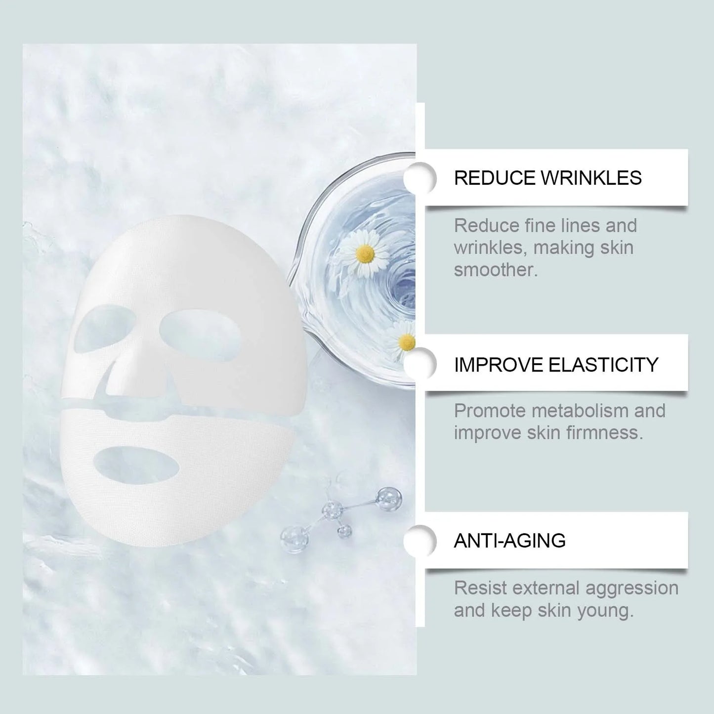 Collagen Face Mask Hydrating Shrinking Pores Fade Fine Lines Moisturizing Refreshing Hyaluronic Acid Sheet Mask Korean Skin Care Peaceful Pleasures Health and Wellness